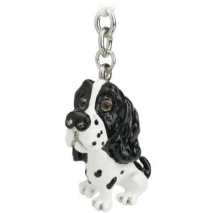 3721 Little Paws Springer Spaniel Black And White Key Ring