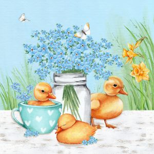 Ducklings And Teacup